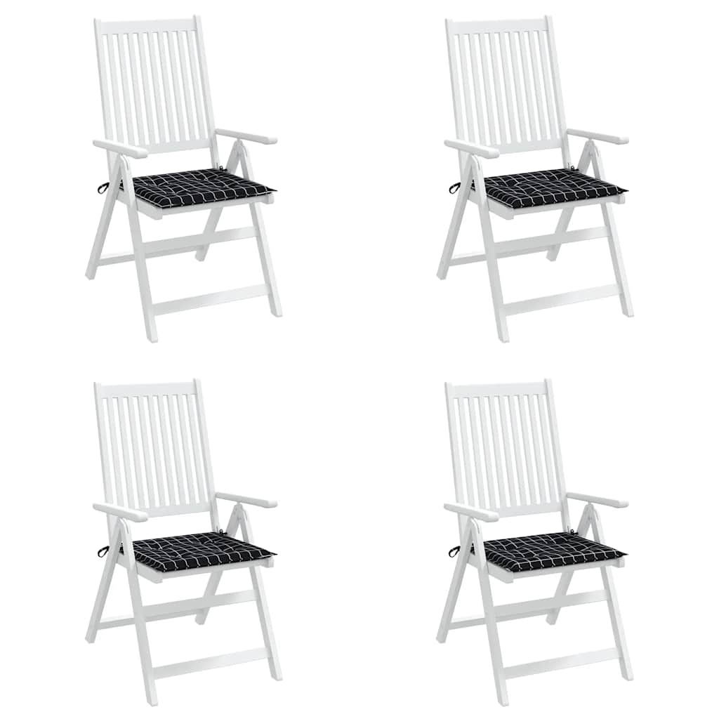 Chair cushions, 4 pcs, 40x40x4cm, fabric, black checks
