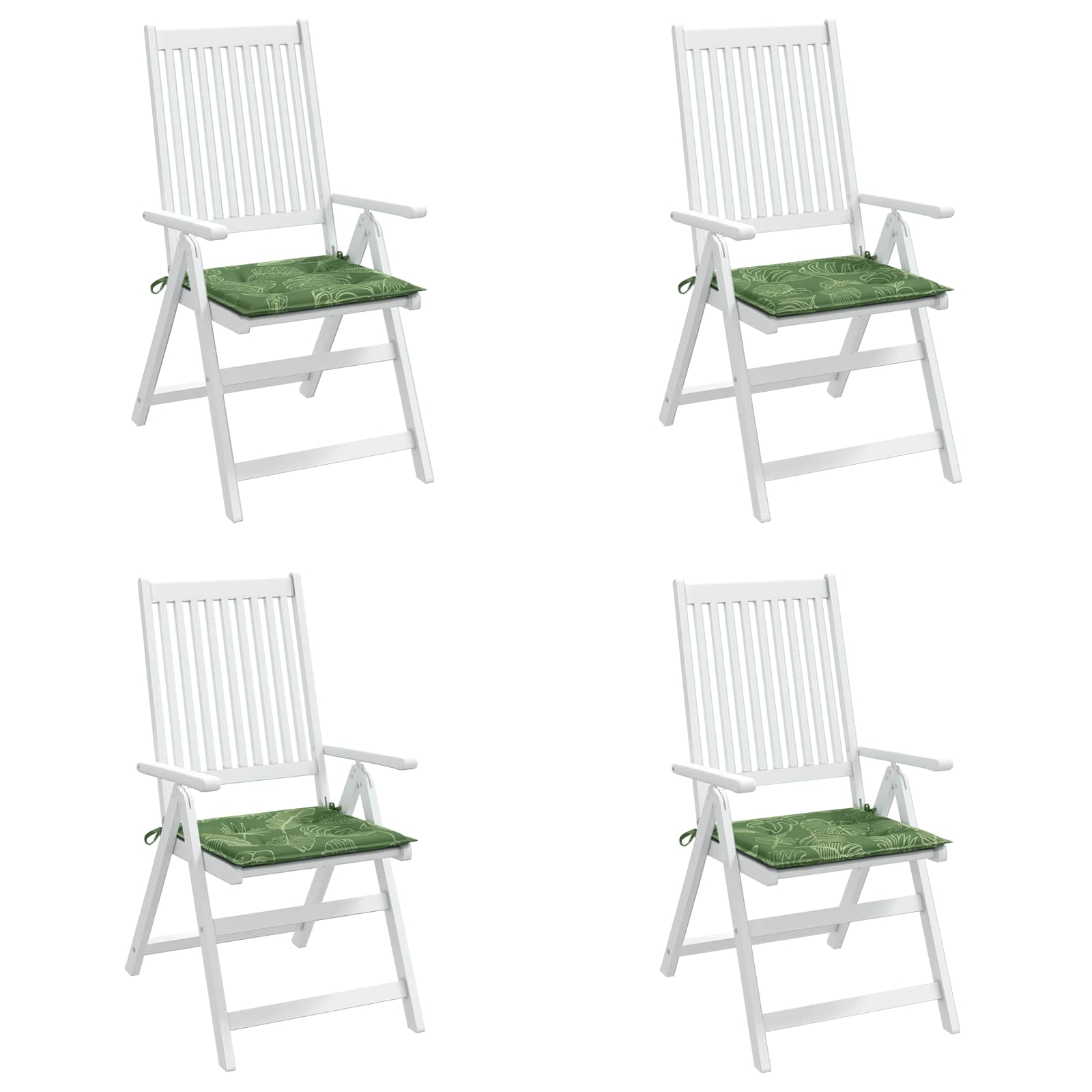 Kėdžių pagalvės 4 pcs Žalia ir balta 50 x 50 x 4 cm