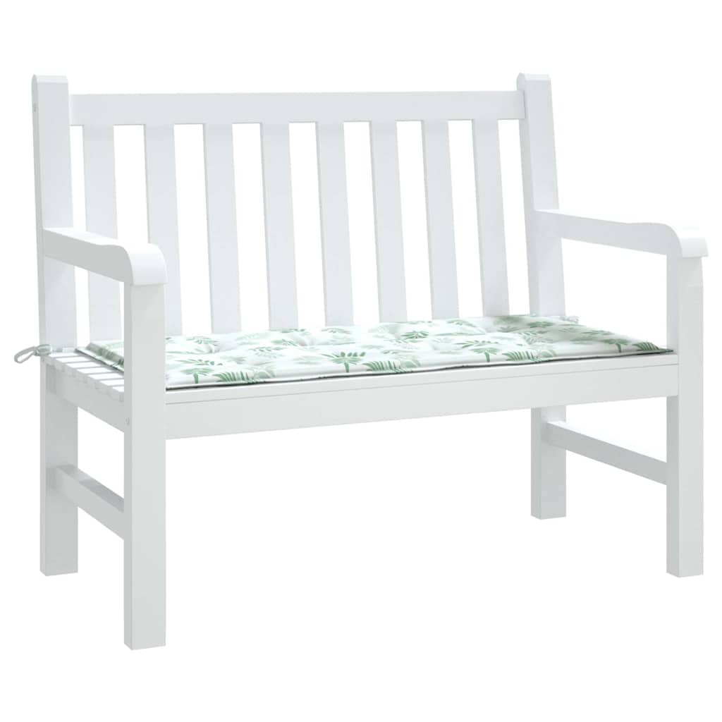 Garden bench cushion, 100x50x3cm, fabric, with leaves