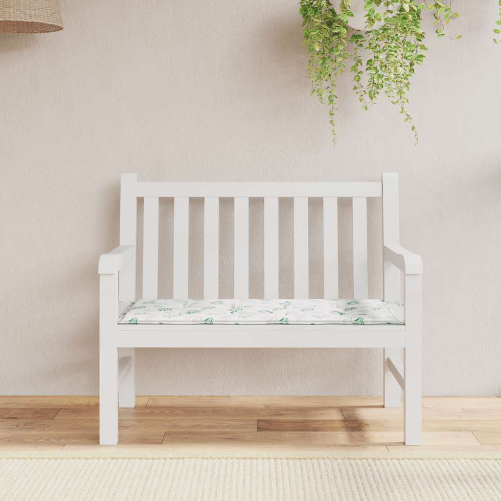 Garden bench cushion, 100x50x3cm, fabric, with leaves