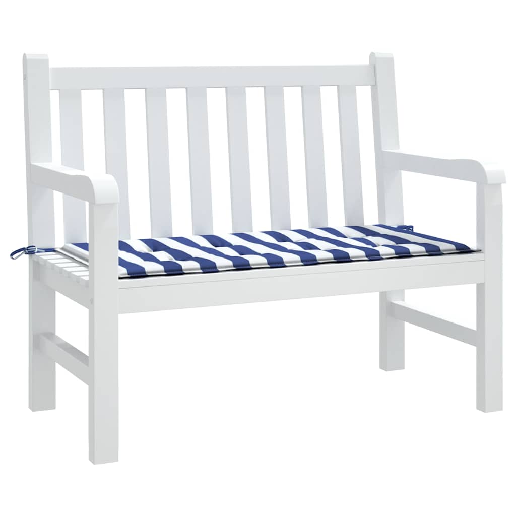 Garden bench cushion, blue and white, 120x50x4cm, fabric