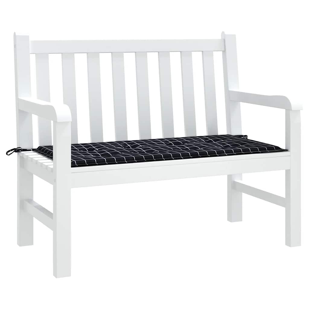 Garden bench cushion, 120x50x4cm, fabric, black checks