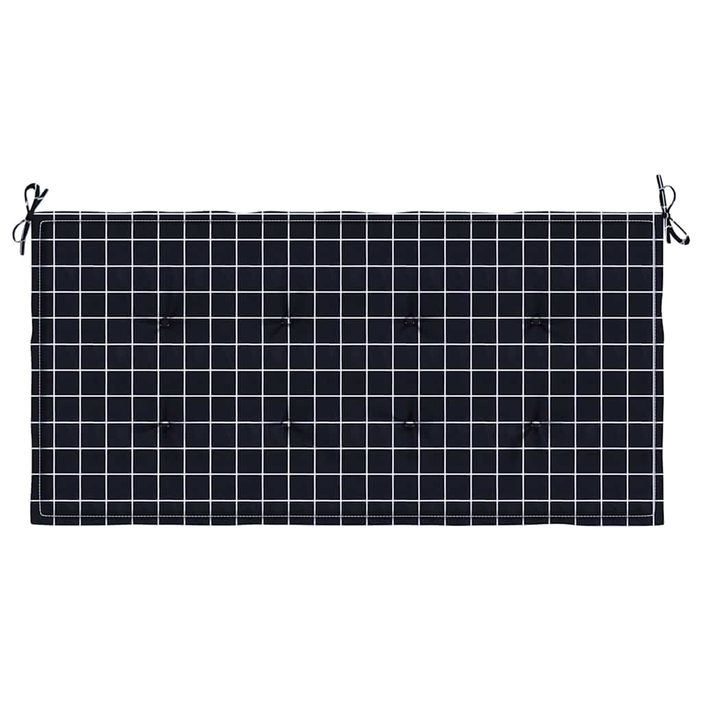 Garden bench cushion, 120x50x4cm, fabric, black checks