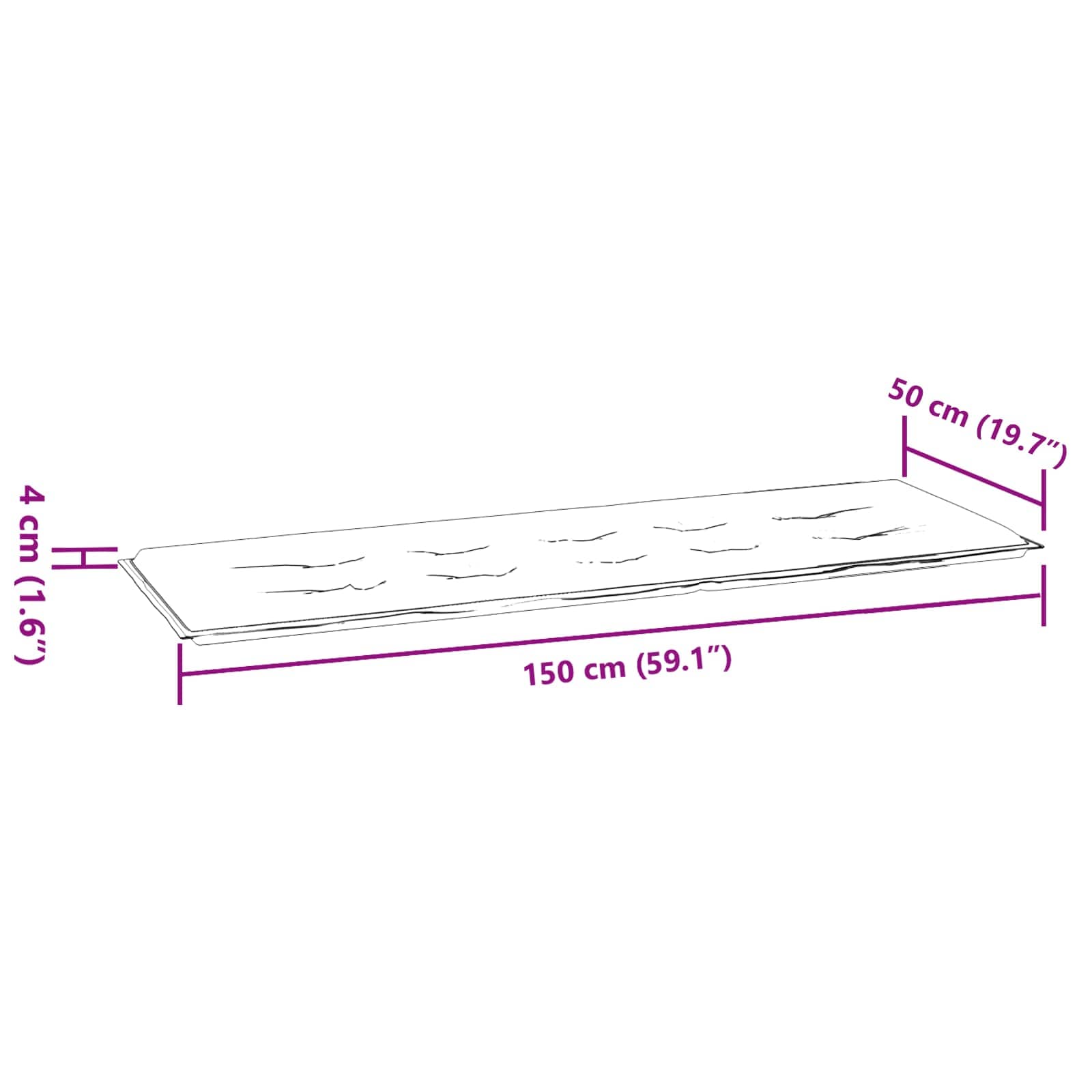 Garden Bench Cushion Floral Green 150 x 50 x 4 cm Oxford fabric