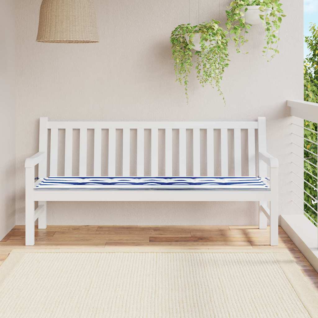 Garden Bench Cushion Striped Blue and White 180 x 50 x 4 cm