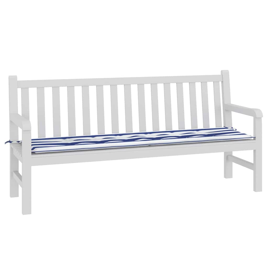 Garden Bench Cushion Striped Blue and White 180 x 50 x 4 cm