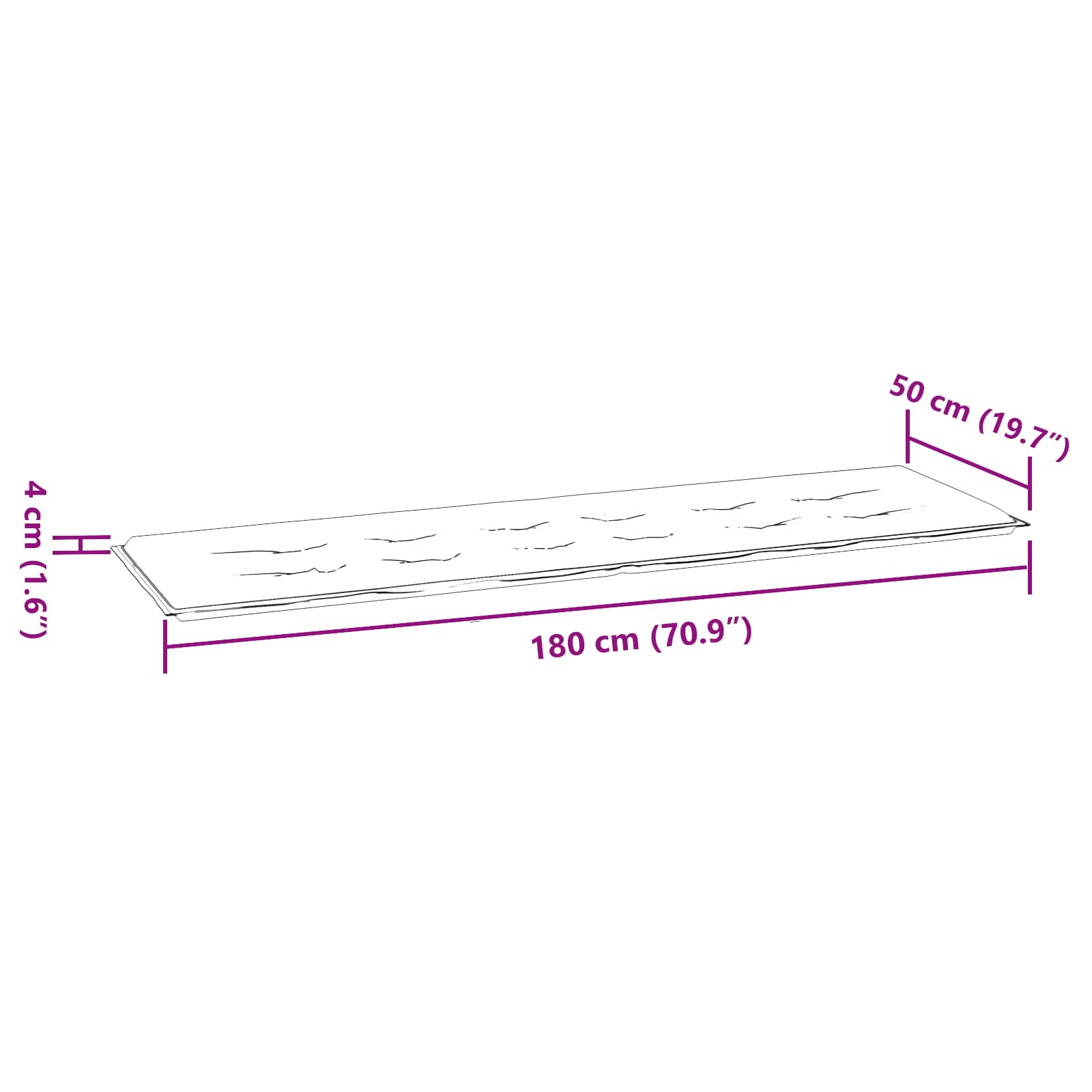 Garden Bench Cushion Striped Blue and White 180 x 50 x 4 cm