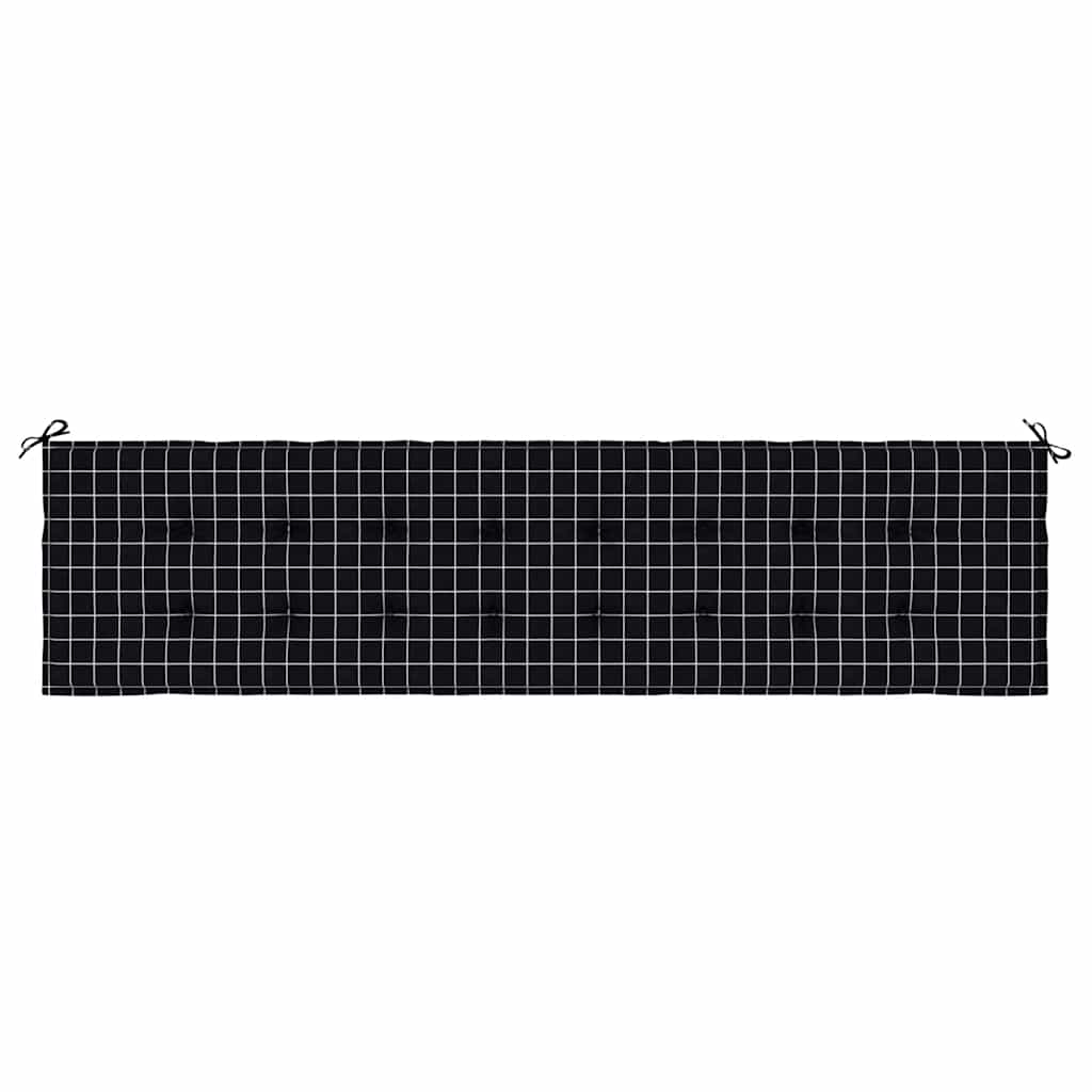Dārza soliņa spilvens, 200x50x4cm, audums, melni rūtaini