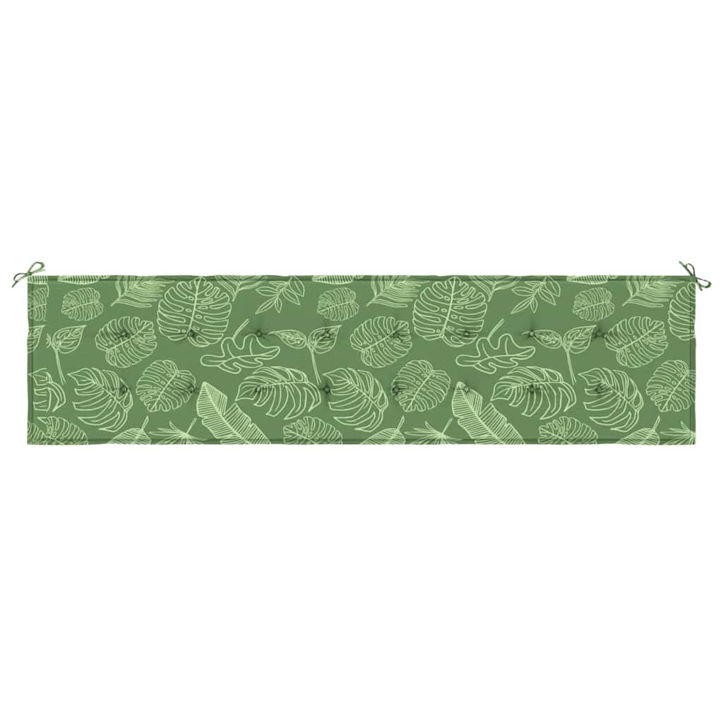 Garden bench cushion, 200x50x4cm, fabric, with leaves