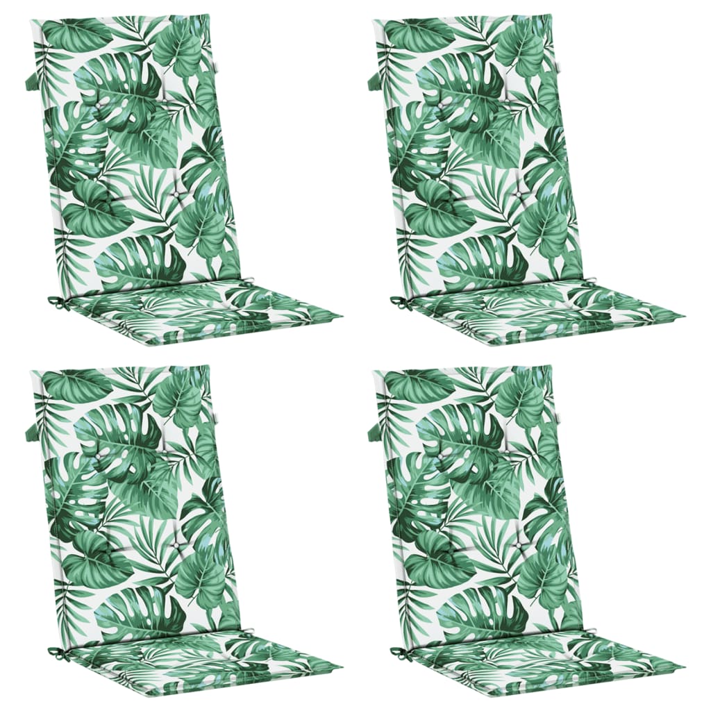 Chair cushions, 4 pcs, fabric, with leaves