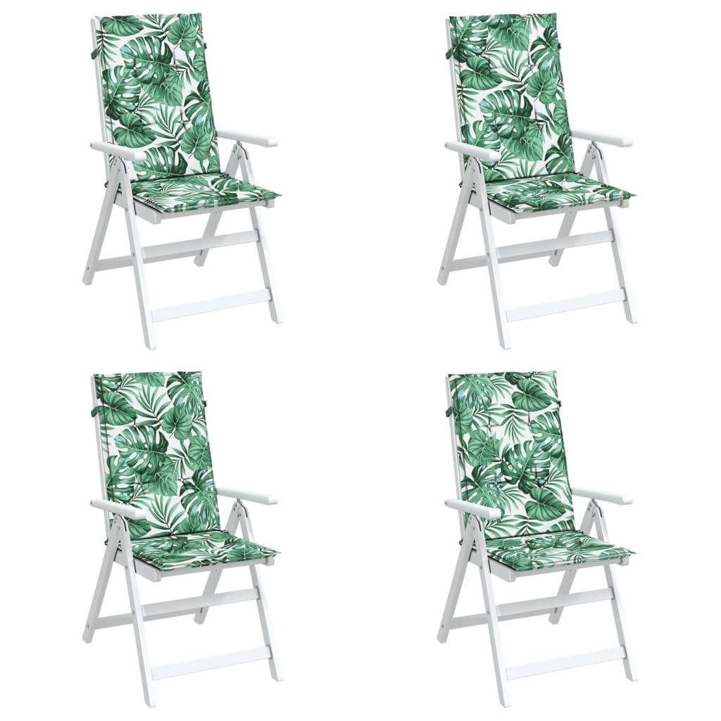 Chair cushions, 4 pcs, fabric, with leaves