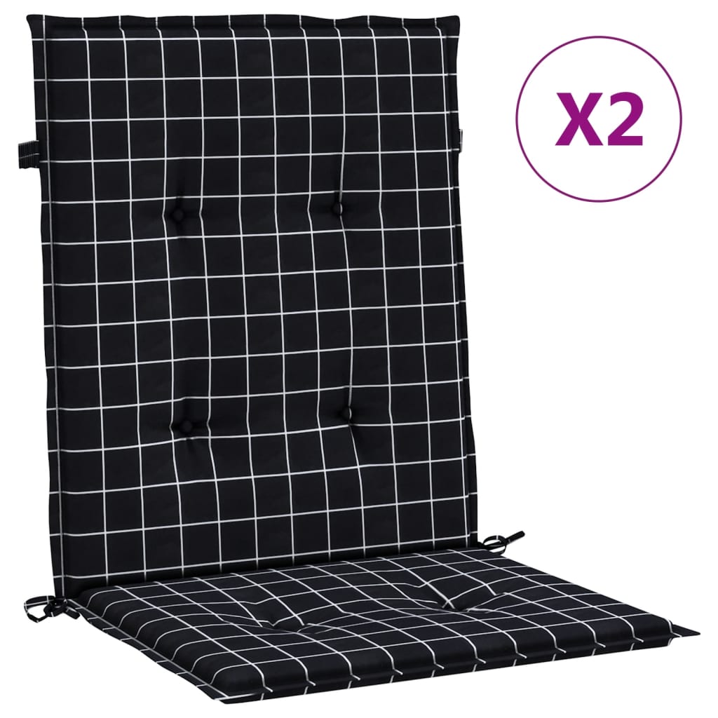 Chair cushions, 2 pcs., fabric, with black checks