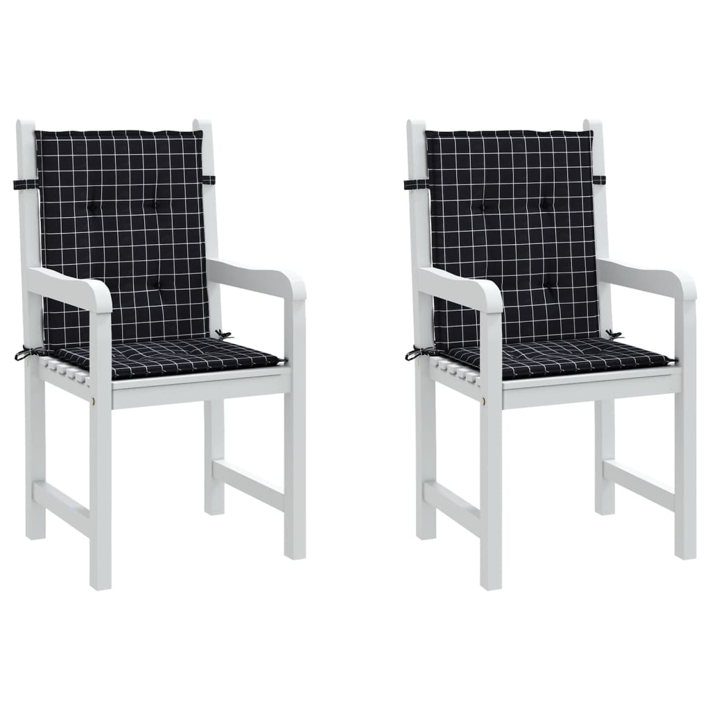 Chair cushions, 2 pcs., fabric, with black checks