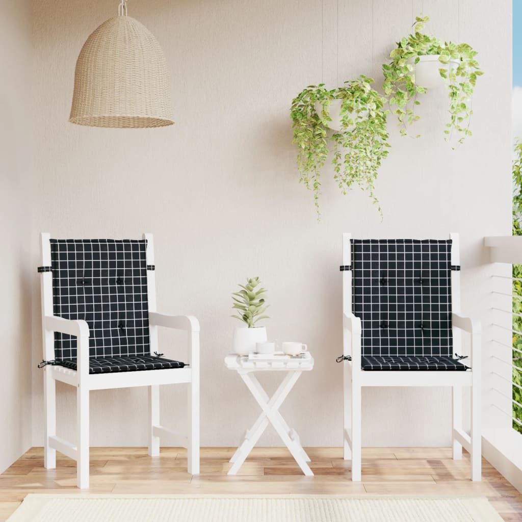 Chair cushions, 2 pcs., fabric, with black checks