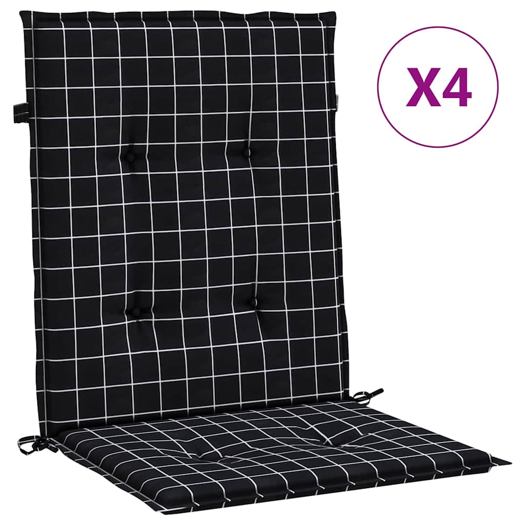 Chair cushions, 4 pcs., fabric, with black checks