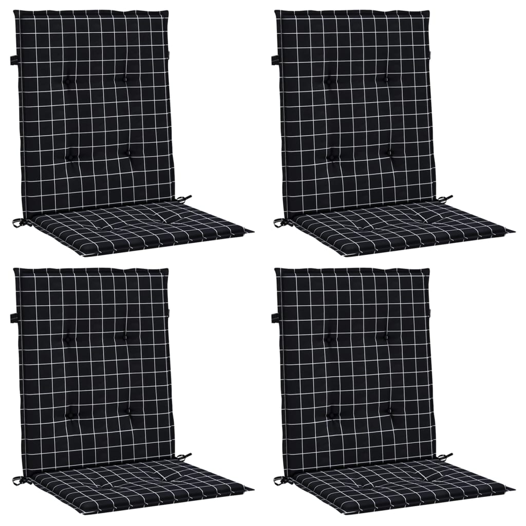 Chair cushions, 4 pcs., fabric, with black checks