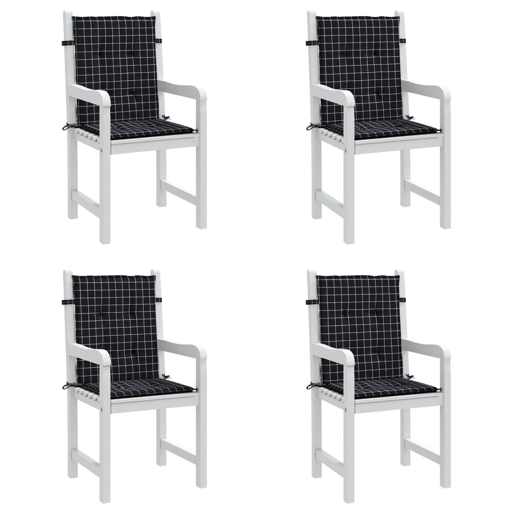 Chair cushions, 4 pcs., fabric, with black checks