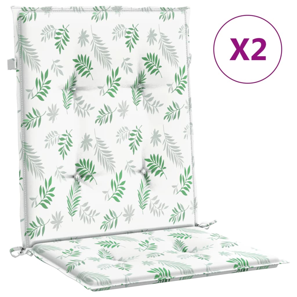 Chair cushions, 2 pcs., fabric, with leaves