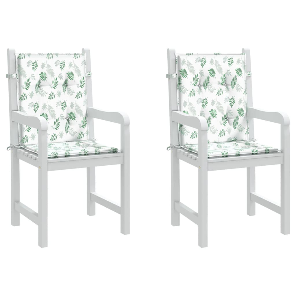 Chair cushions, 2 pcs., fabric, with leaves