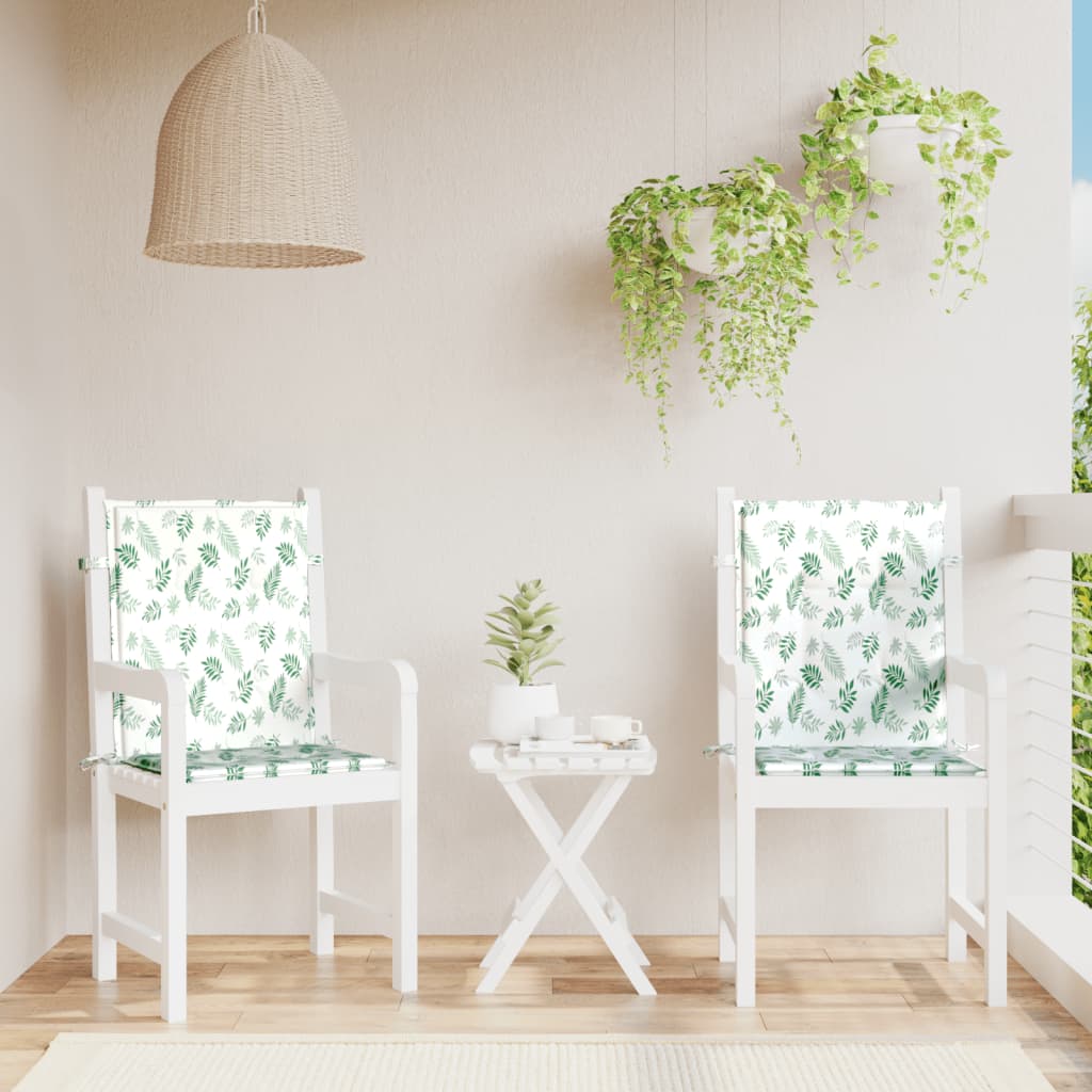 Chair cushions, 2 pcs., fabric, with leaves