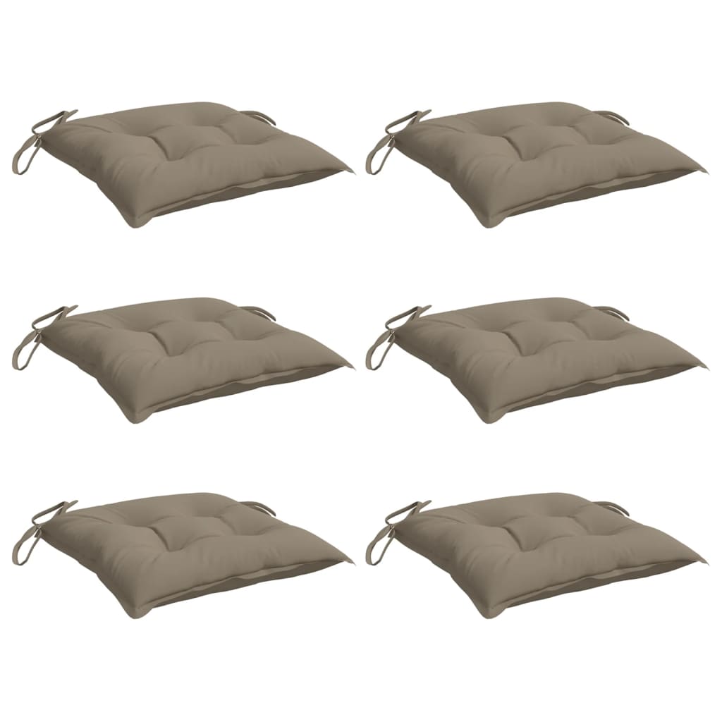 Chair cushions, 6 pcs, taupe, 40x40x7cm, oxford fabric