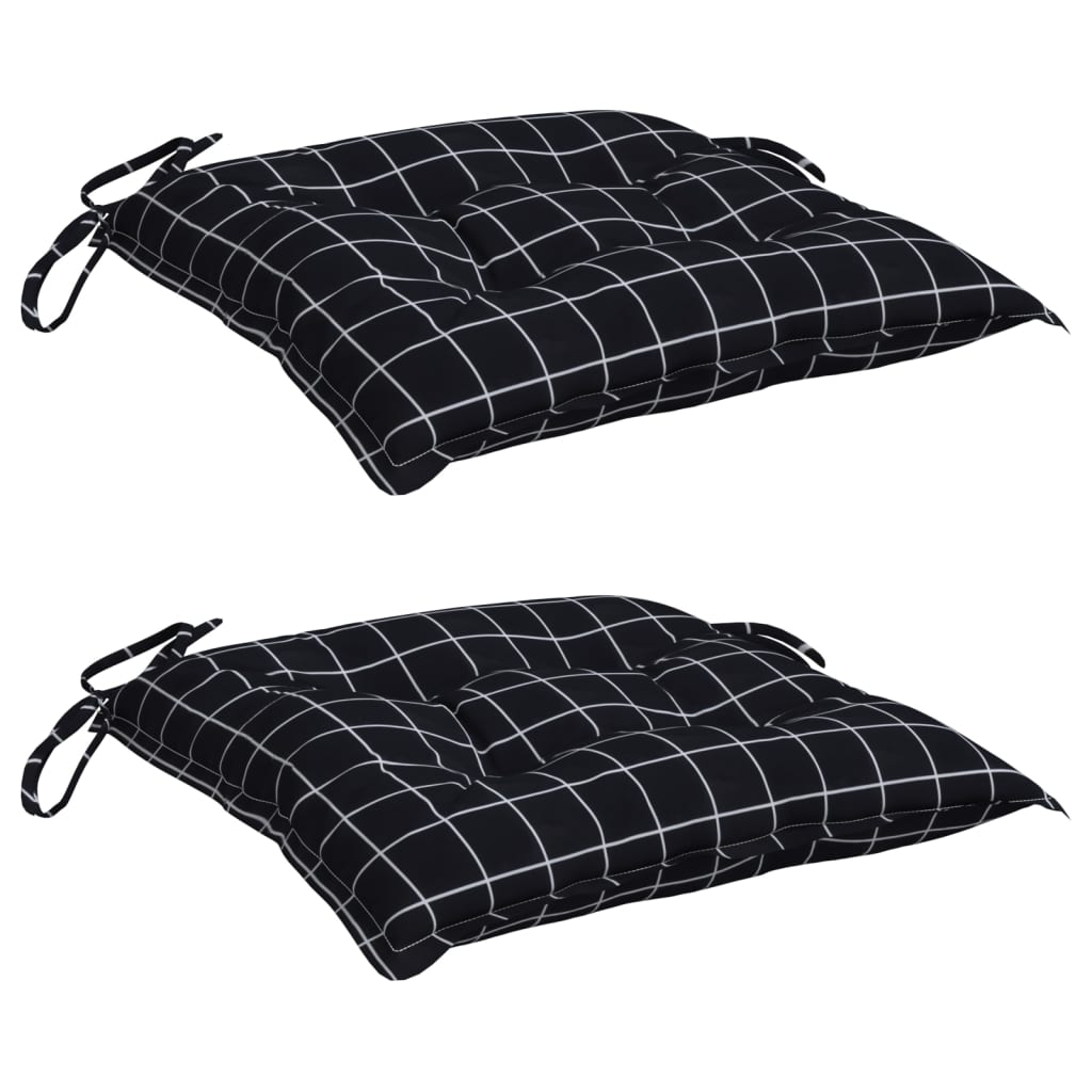 Chair cushions, 2 pcs, 40x40x7cm, fabric, black checks