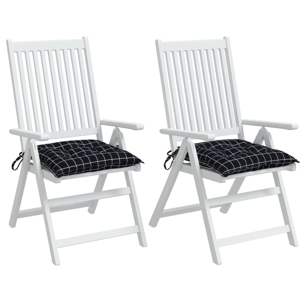Chair cushions, 2 pcs, 40x40x7cm, fabric, black checks