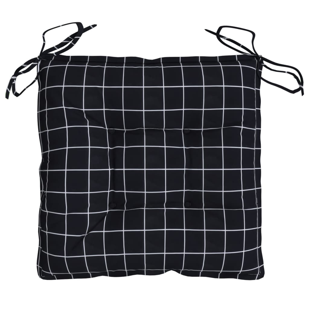 Chair cushions, 6 pcs., black, 50x50x7cm, fabric, checkered