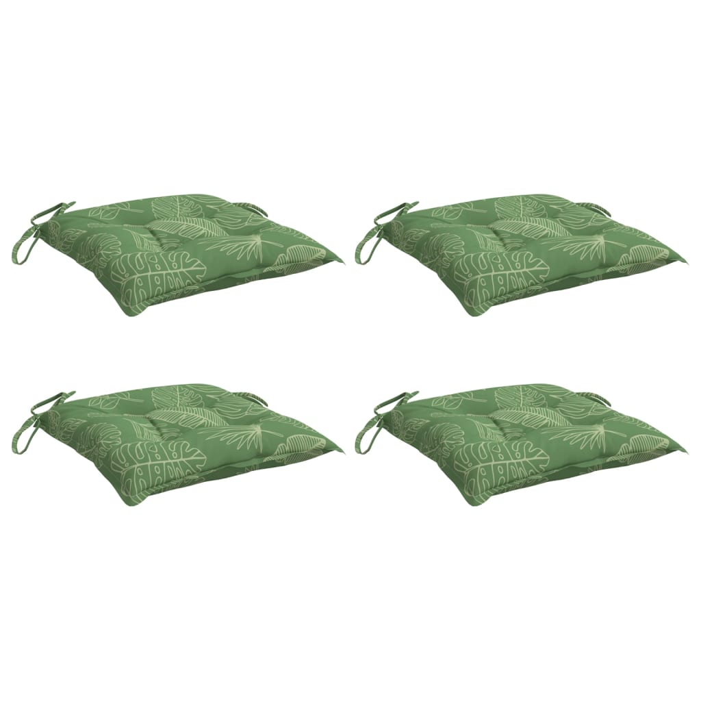Chair cushions, 4 pcs., 50x50x7cm, fabric, with leaves