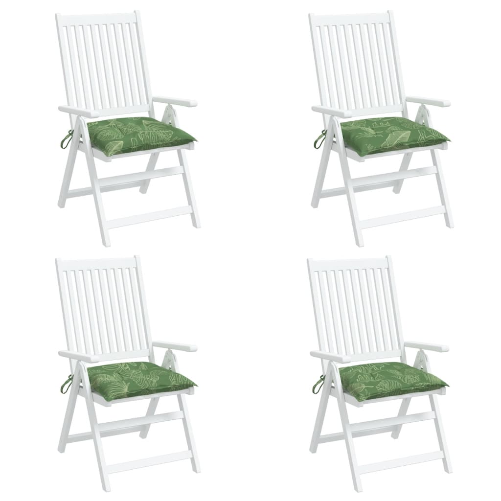 Chair cushions, 4 pcs., 50x50x7cm, fabric, with leaves