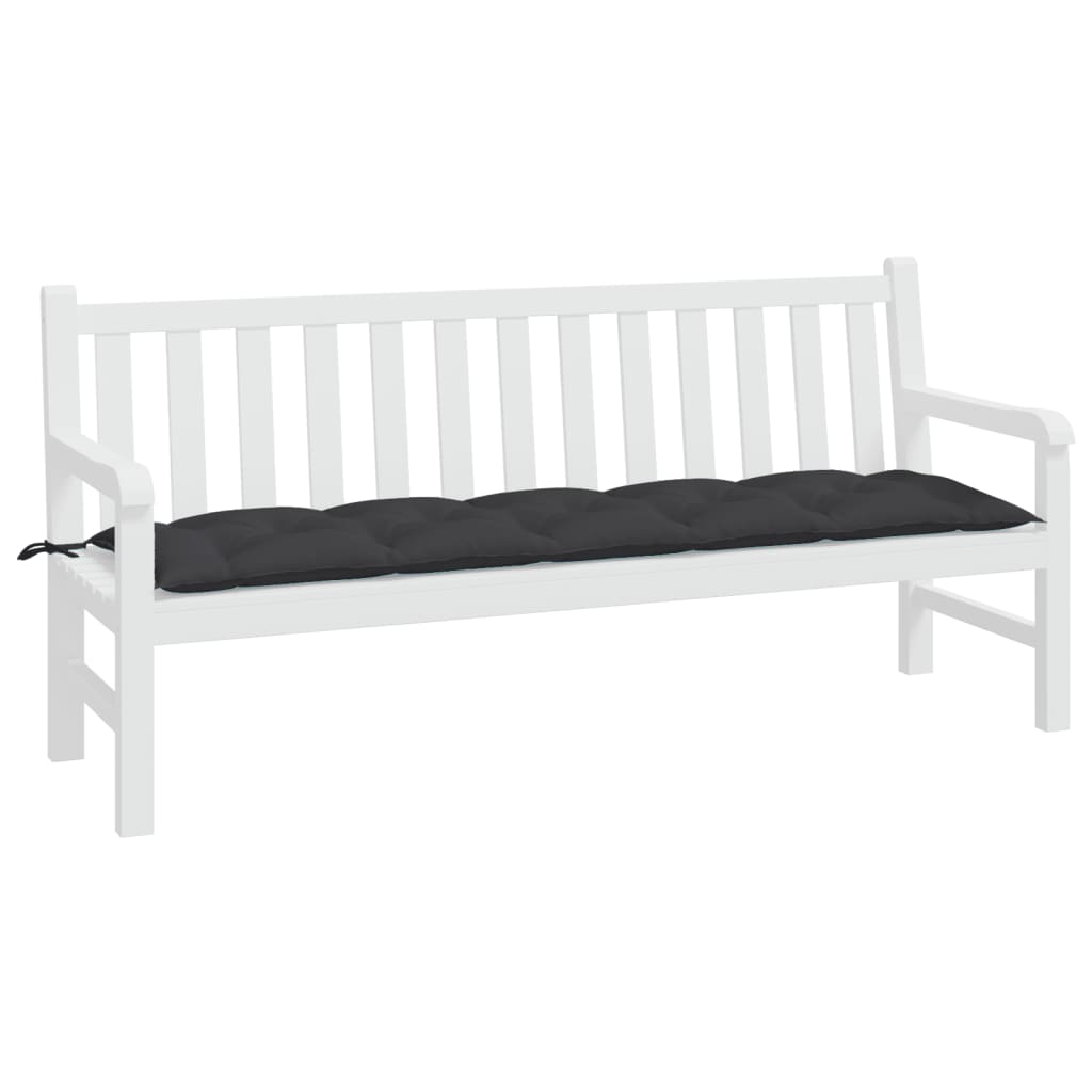 Garden bench cushion, black, 180x50x7cm, fabric