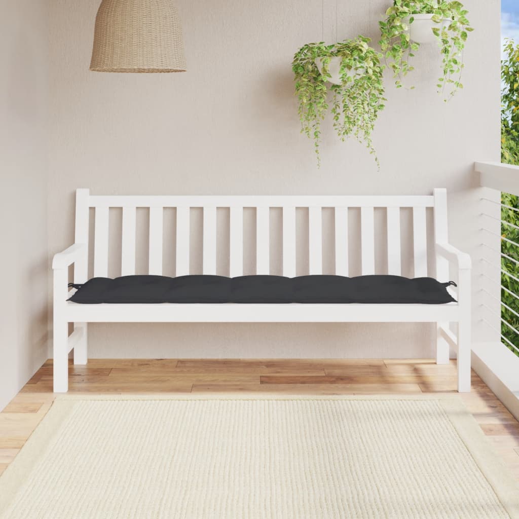 Garden bench cushion, black, 180x50x7cm, fabric