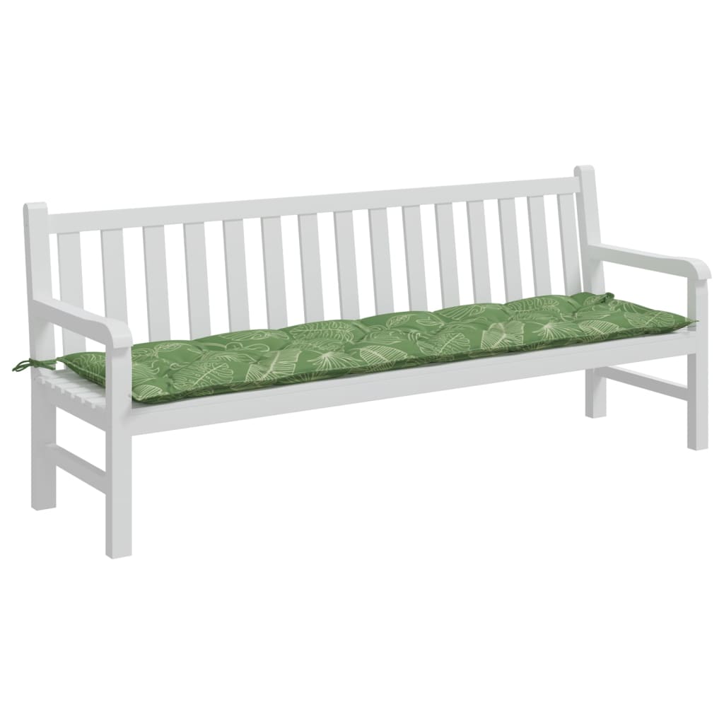 Garden bench cushion, 200x50x7cm, fabric, with leaves