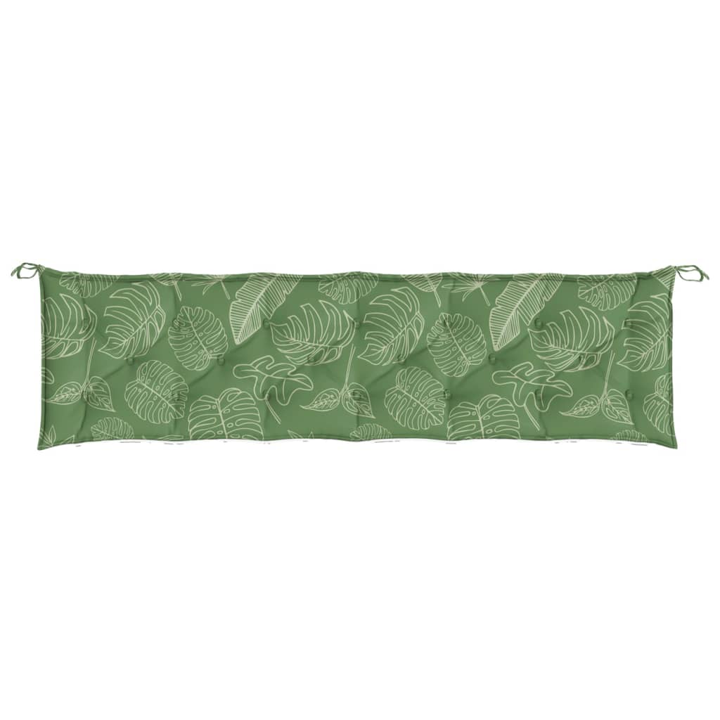 Garden bench cushion, 200x50x7cm, fabric, with leaves