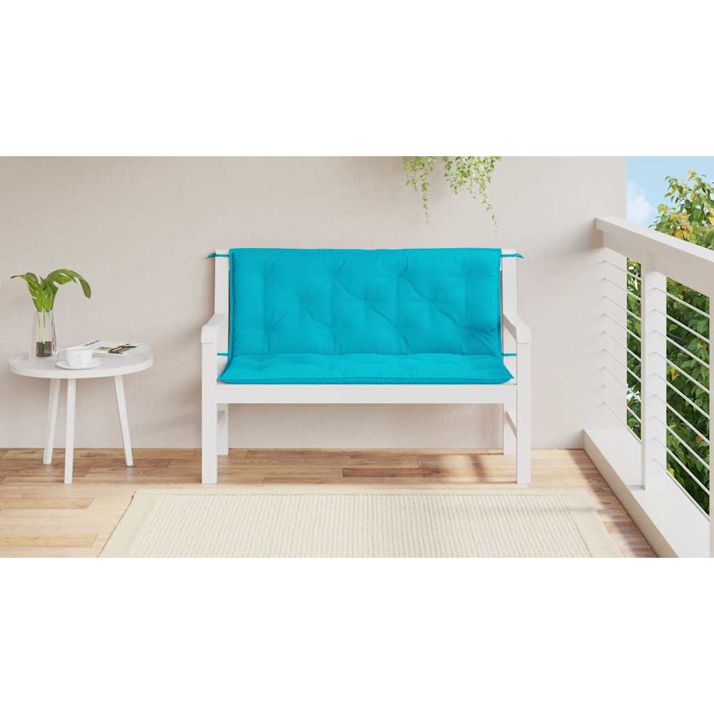 Bench cushions, 2 pcs., turquoise, 120x50x7cm, fabric