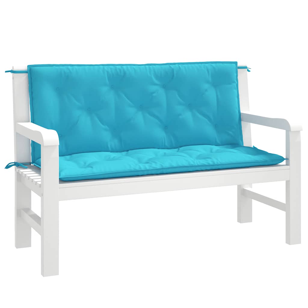 Bench cushions, 2 pcs., turquoise, 120x50x7cm, fabric