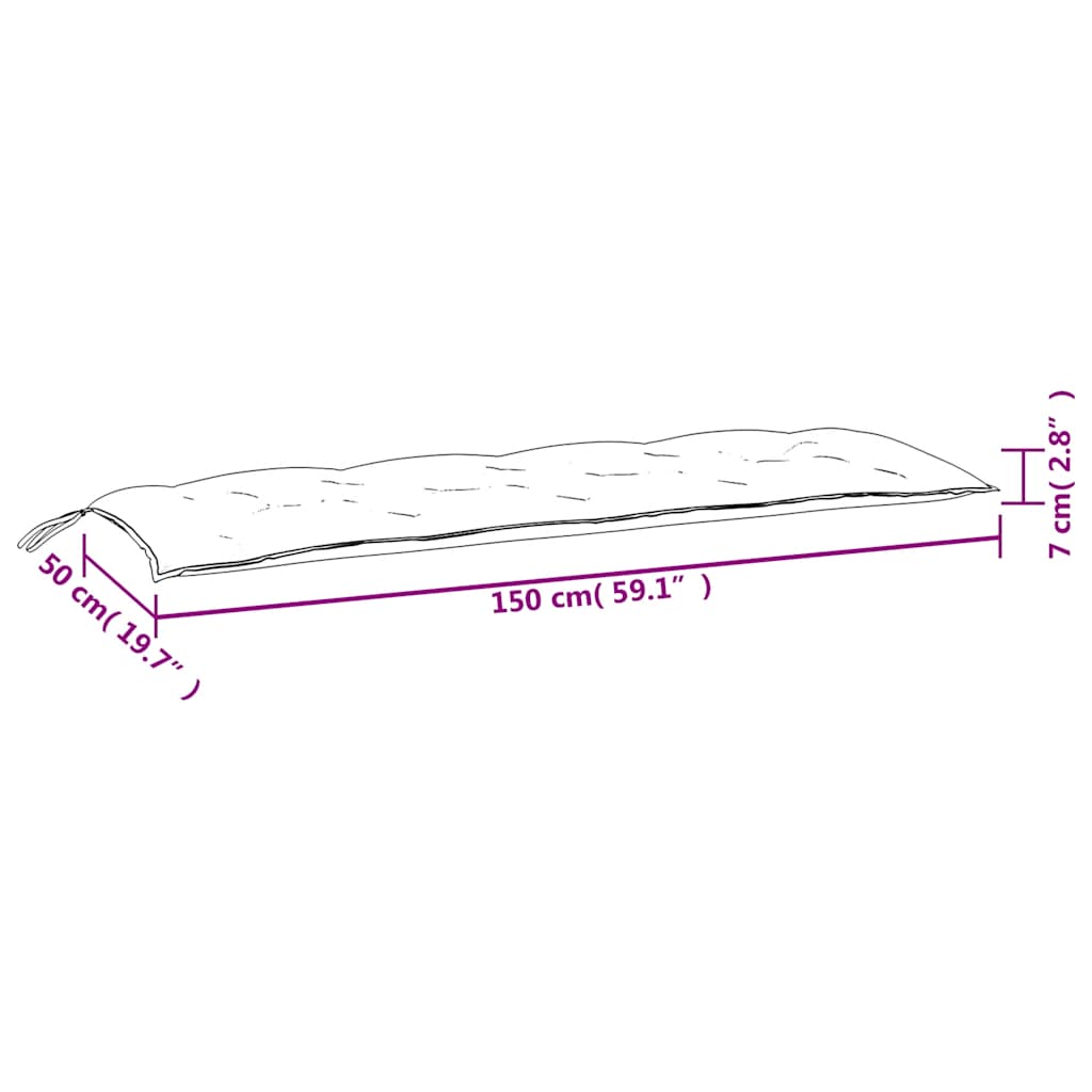 Bench cushions, 2 pcs, pink, 150x50x7cm, fabric