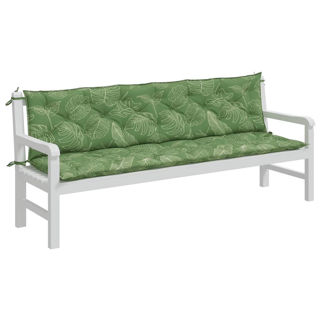 Bench cushions, 2 pcs., 200x50x7cm, fabric, with leaves