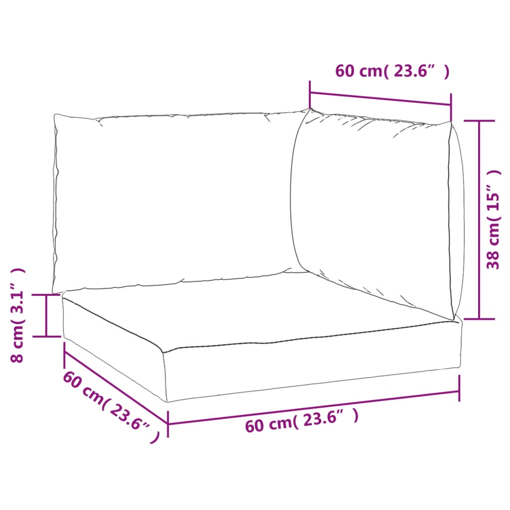 Pallet cushions, 3 pcs, pink, Oxford fabric