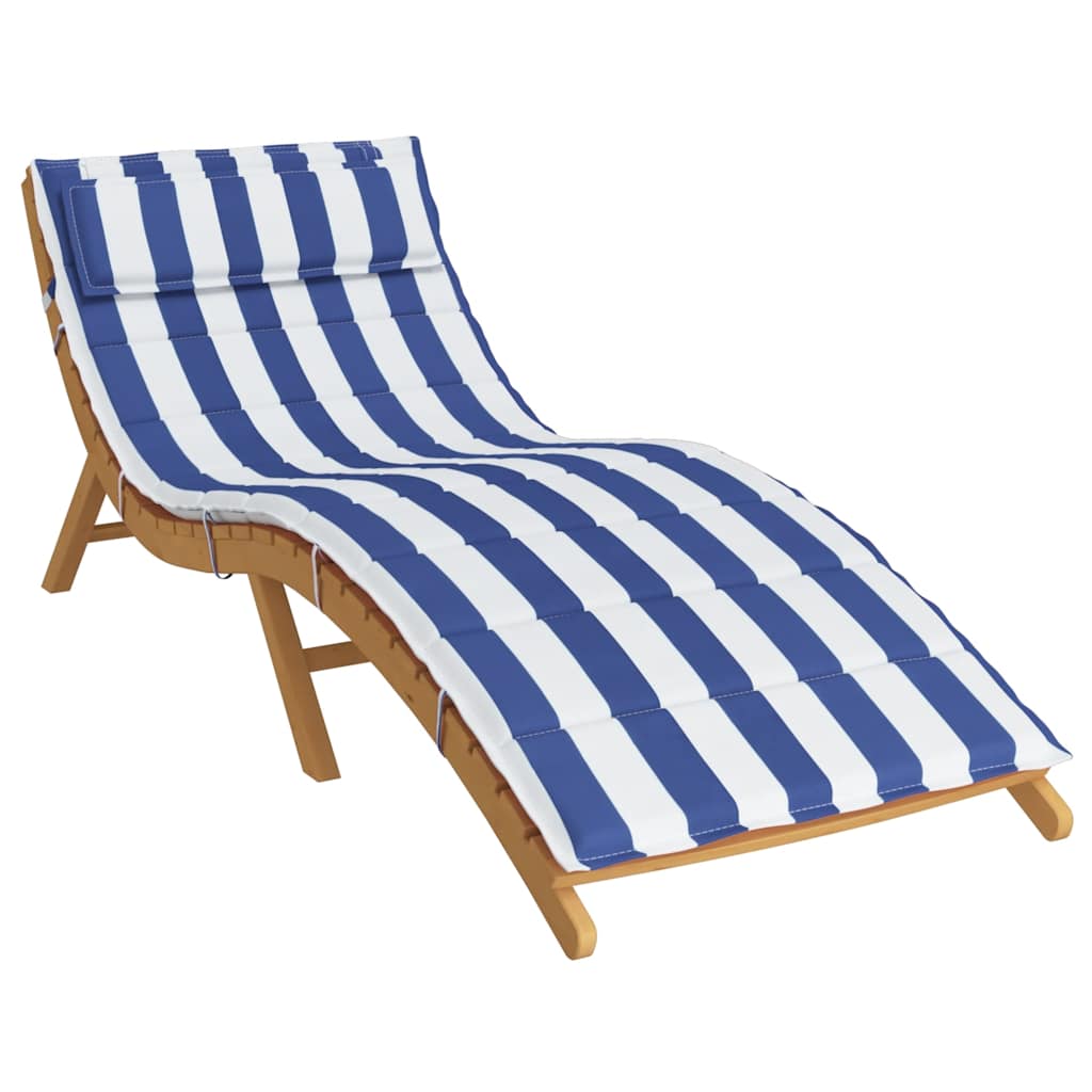 Sun lounger mattress, blue/white, 180x60x4cm, fabric