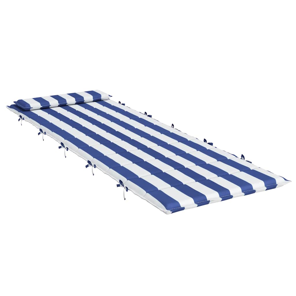 Sun lounger mattress, blue/white, 180x60x4cm, fabric