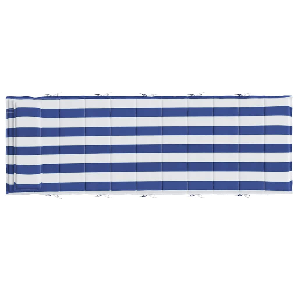 Sun lounger mattress, blue/white, 180x60x4cm, fabric