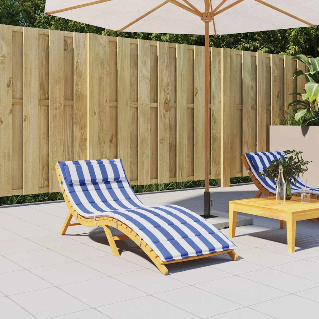 Sun lounger mattress, blue/white, 180x60x4cm, fabric