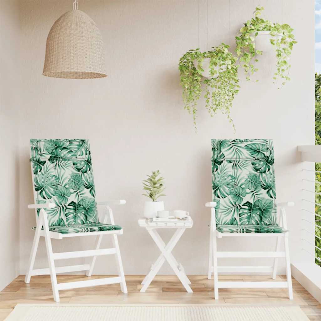 Chair cushions, 2 pcs., Oxford fabric, with leaves