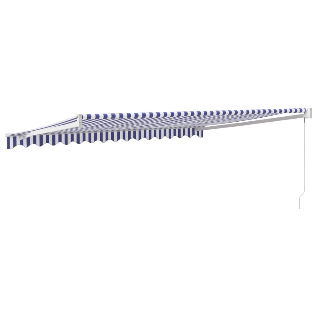 Retractable awning, blue/white, 4x3m, fabric and aluminum