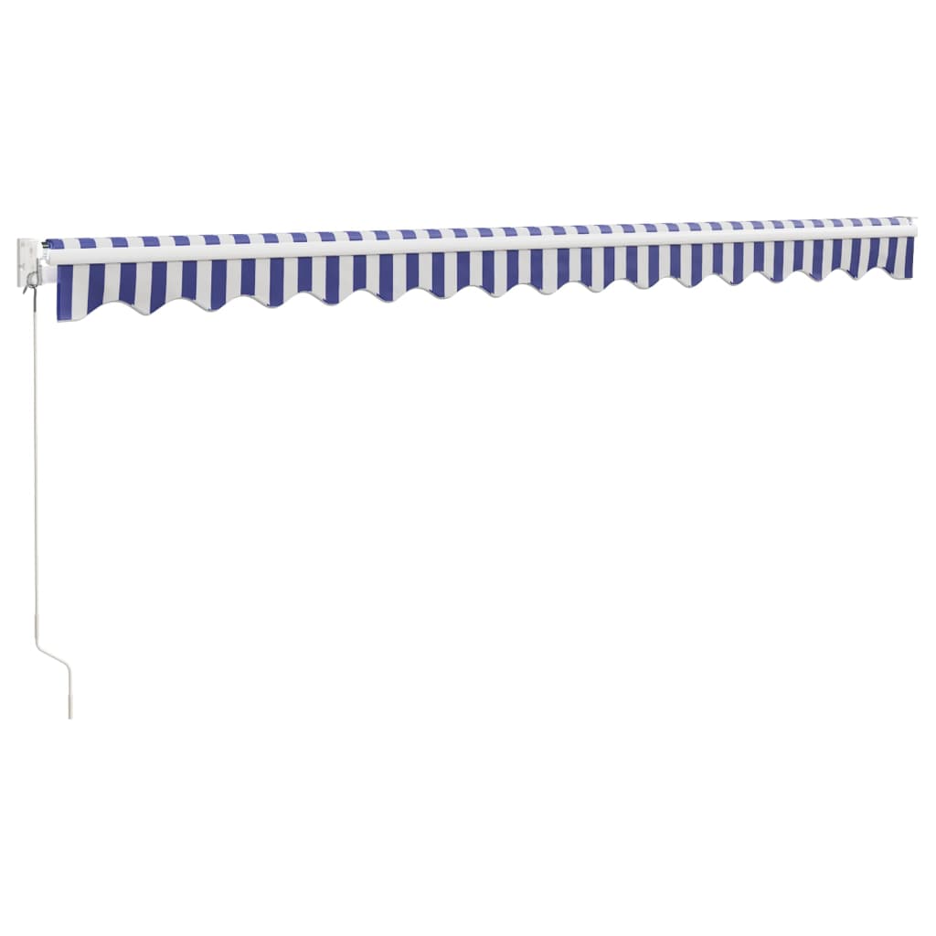 Retractable awning, blue/white, 4x3m, fabric and aluminum