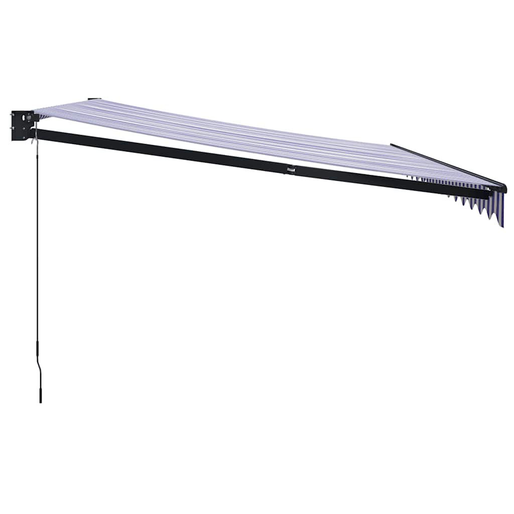 Retractable awning, blue/white, 4.5x3m, fabric and aluminum