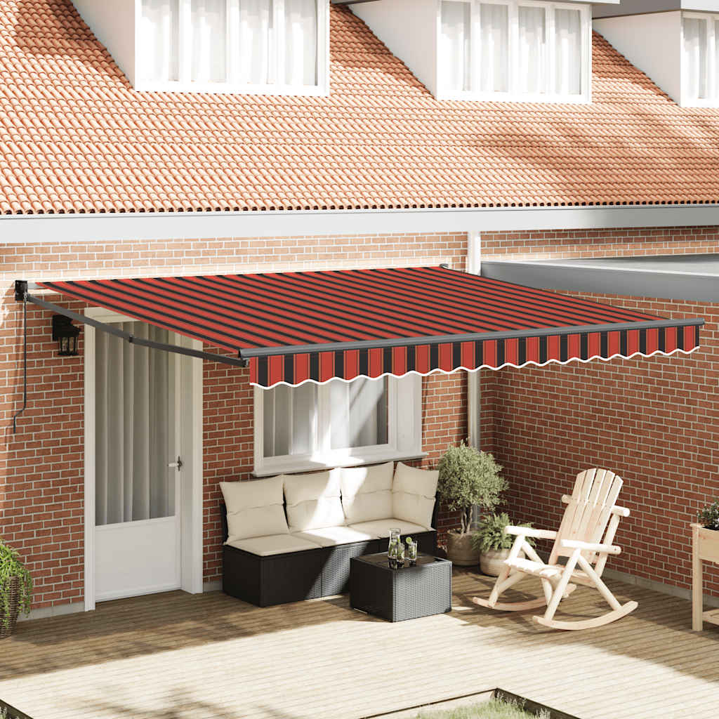 Retractable awning, orange/brown, 4x3m, fabric and aluminum