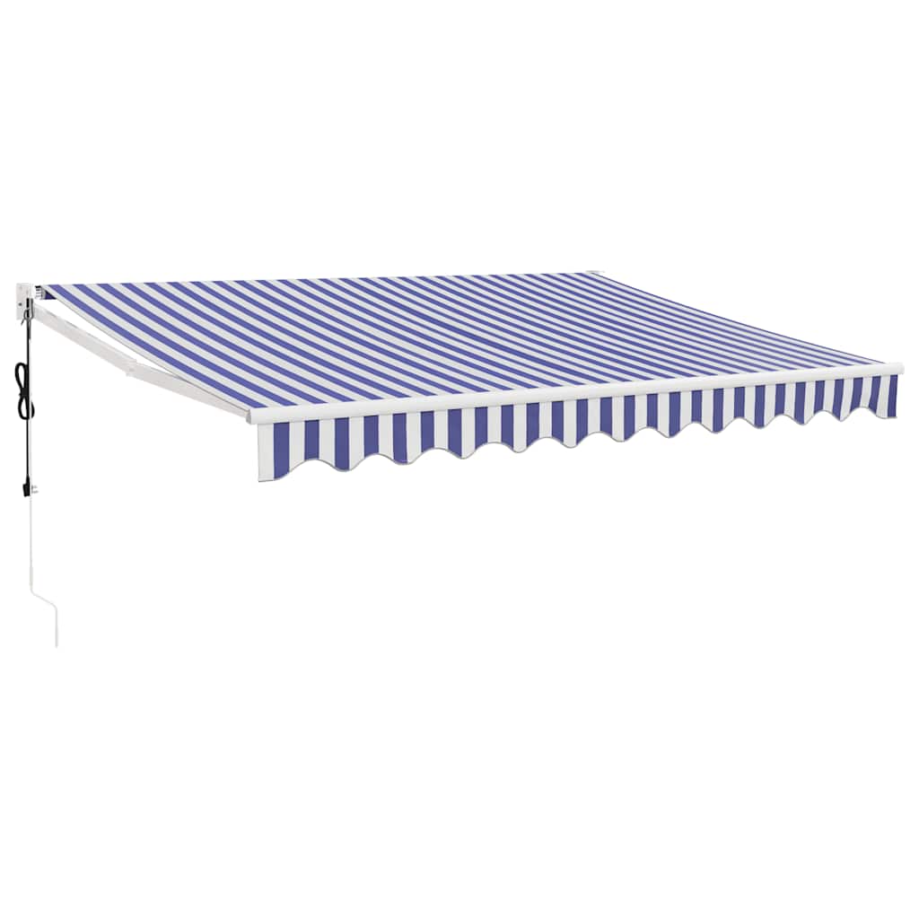 Automatic retractable awning, blue and white, 3x2.5m