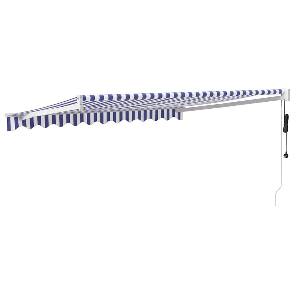 Automatic retractable awning, blue and white, 3x2.5m